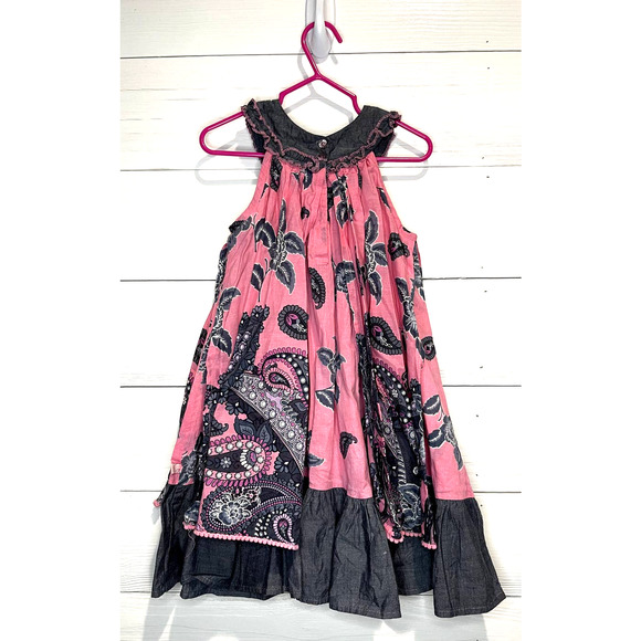 Cutey Couture Pink and Grey Dress with Split Overskirt, GIrls 4/5 Years - Picture 2 of 3